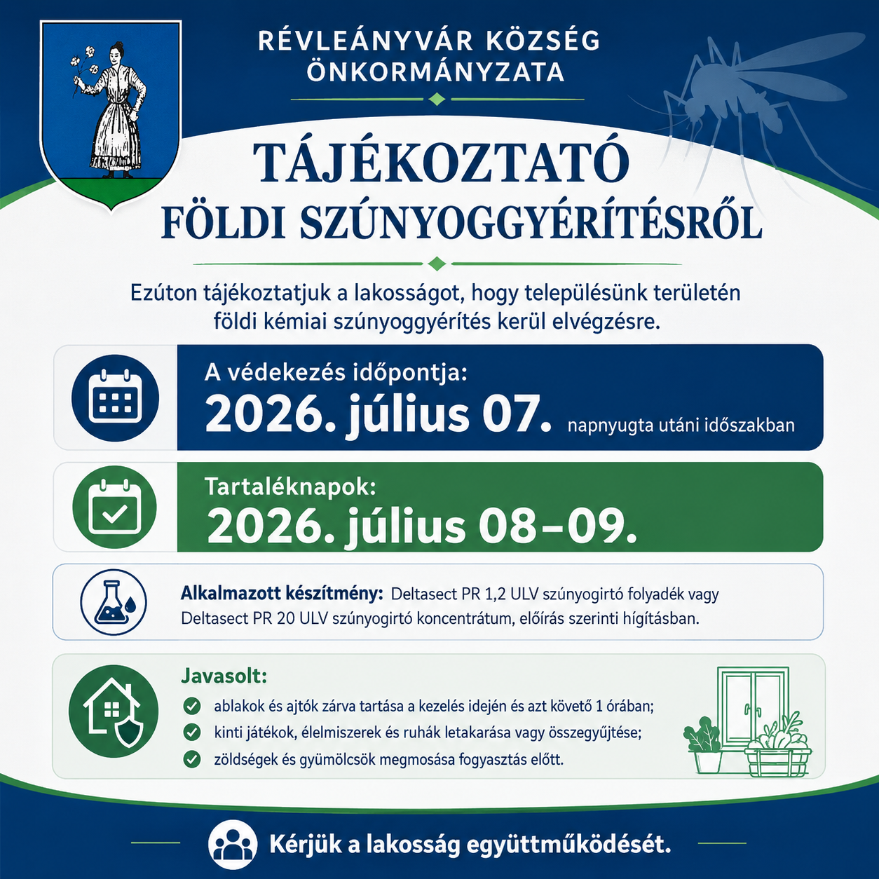 Lakossági tájékoztató szúnyoggyérítésről